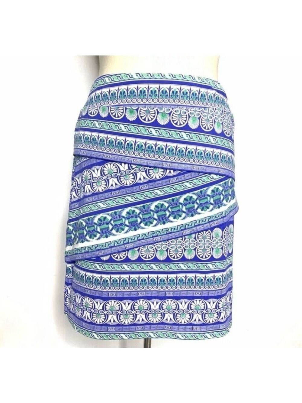 J.McLaughlin Skirt Size S Blue Green Patterned